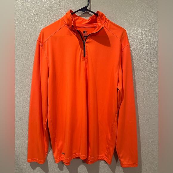 STARTER Tops - Starter Longsleeve Orange quarter zip sweat wicking shirt sz M